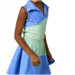 NEW COURTSIDE KIDS half court tank top in sky blue/palm green